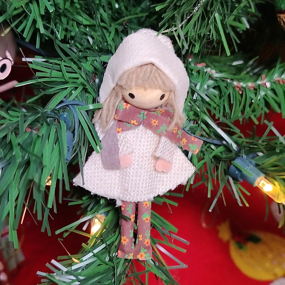 Holly Hobbie like Christmas Ornament